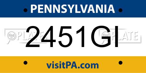 2451GI Pennsylvania License Plate