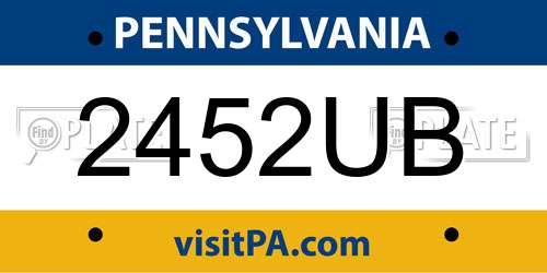 2452UB Pennsylvania License Plate