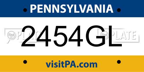 2454GL Pennsylvania License Plate