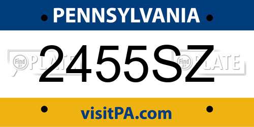 2455SZ Pennsylvania License Plate