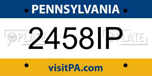 2458IP Pennsylvania License Plate