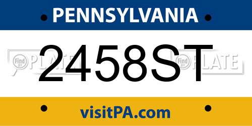2458ST Pennsylvania License Plate