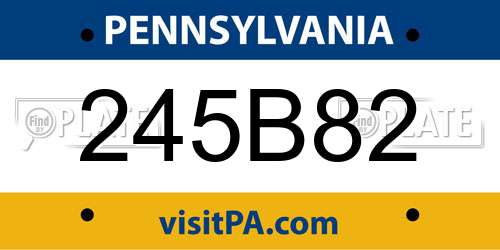 245B82 Pennsylvania License Plate