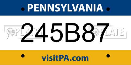 245B87 Pennsylvania License Plate