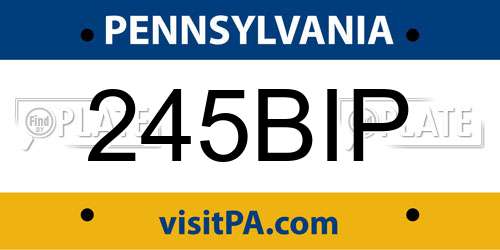 245BIP Pennsylvania License Plate