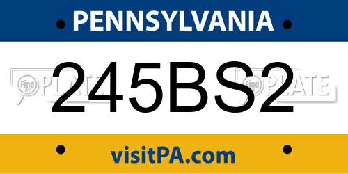 245BS2 Pennsylvania License Plate