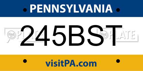 245BST Pennsylvania License Plate