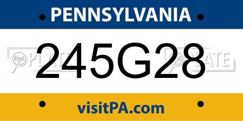 245G28 Pennsylvania License Plate