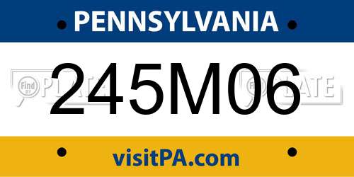 245M06 Pennsylvania License Plate