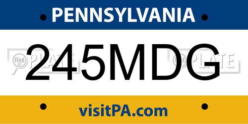 245MDG Pennsylvania License Plate