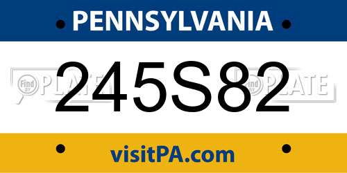245S82 Pennsylvania License Plate