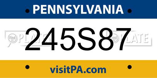 245S87 Pennsylvania License Plate