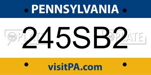 245SB2 Pennsylvania License Plate