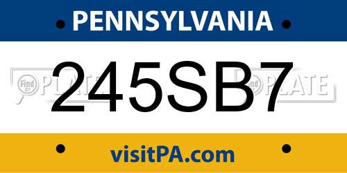 245SB7 Pennsylvania License Plate