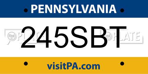 245SBT Pennsylvania License Plate