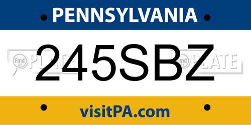 245SBZ Pennsylvania License Plate