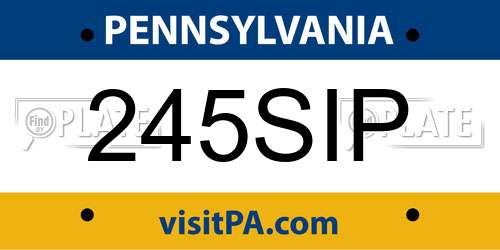 245SIP Pennsylvania License Plate