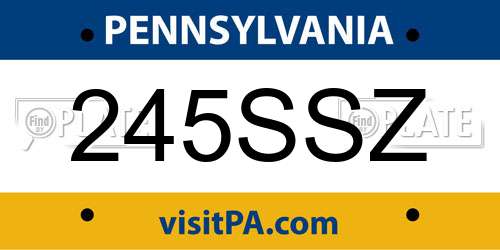 245SSZ Pennsylvania License Plate