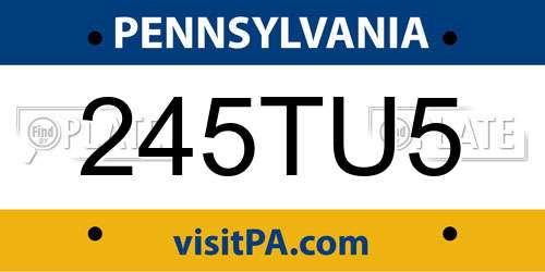 245TU5 Pennsylvania License Plate