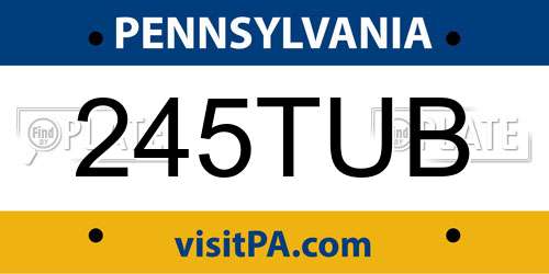 245TUB Pennsylvania License Plate
