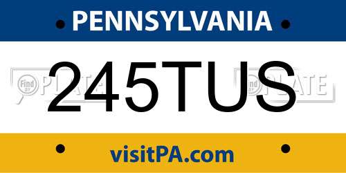 245TUS Pennsylvania License Plate
