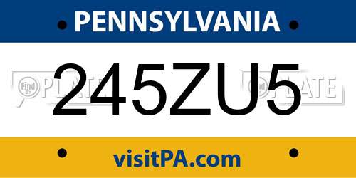 245ZU5 Pennsylvania License Plate