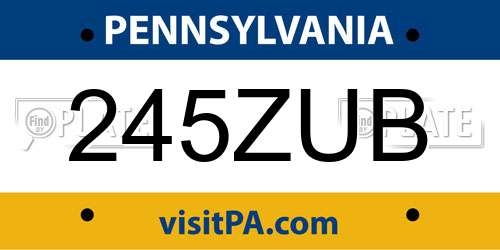 245ZUB Pennsylvania License Plate