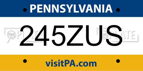 245ZUS Pennsylvania License Plate
