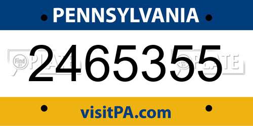 2465355 Pennsylvania License Plate