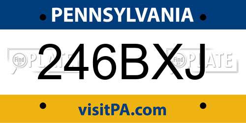 246BXJ Pennsylvania License Plate