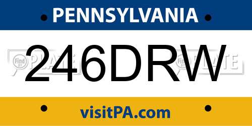 246DRW Pennsylvania License Plate
