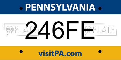 246FE Pennsylvania License Plate