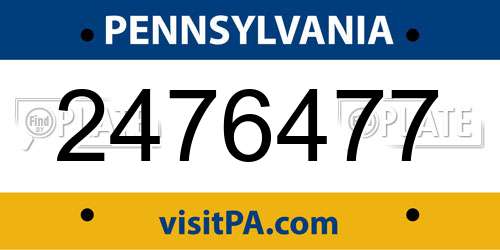 2476477 Pennsylvania License Plate