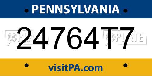 24764T7 Pennsylvania License Plate