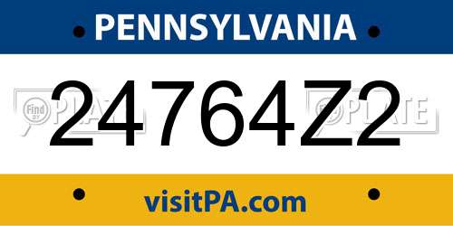 24764Z2 Pennsylvania License Plate