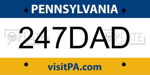 247DAD Pennsylvania License Plate