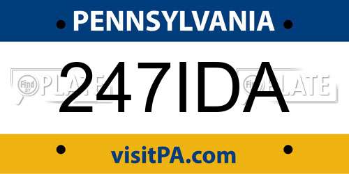 247IDA Pennsylvania License Plate