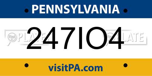 247IO4 Pennsylvania License Plate