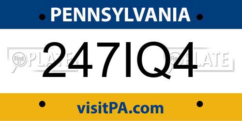 247IQ4 Pennsylvania License Plate