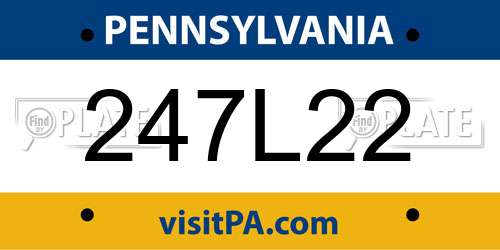 247L22 Pennsylvania License Plate