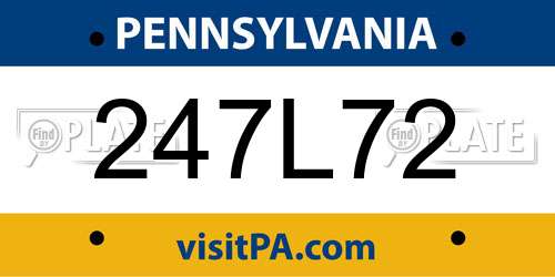 247L72 Pennsylvania License Plate
