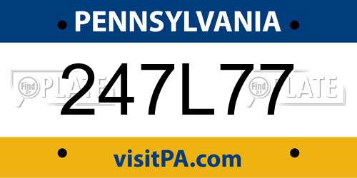 247L77 Pennsylvania License Plate