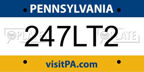 247LT2 Pennsylvania License Plate