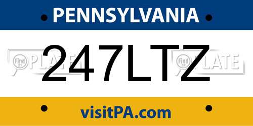 247LTZ Pennsylvania License Plate