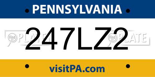 247LZ2 Pennsylvania License Plate