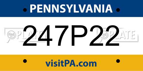 247P22 Pennsylvania License Plate