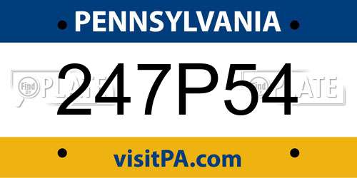 247P54 Pennsylvania License Plate