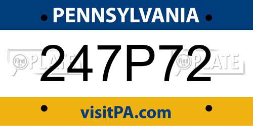247P72 Pennsylvania License Plate