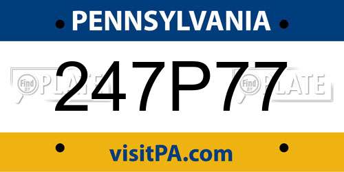 247P77 Pennsylvania License Plate