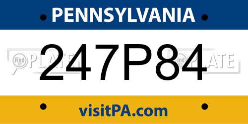 247P84 Pennsylvania License Plate